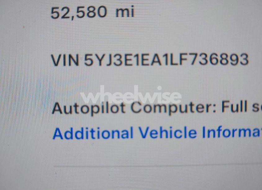 Photo 9 of 2020 Tesla Model 3 STANDARD RANGE PLUS REAR-WHEEL DRIVE/STANDARD RANGE REAR-WHEEL DRIVE (VIN 5YJ3E1EA1LF736893)
