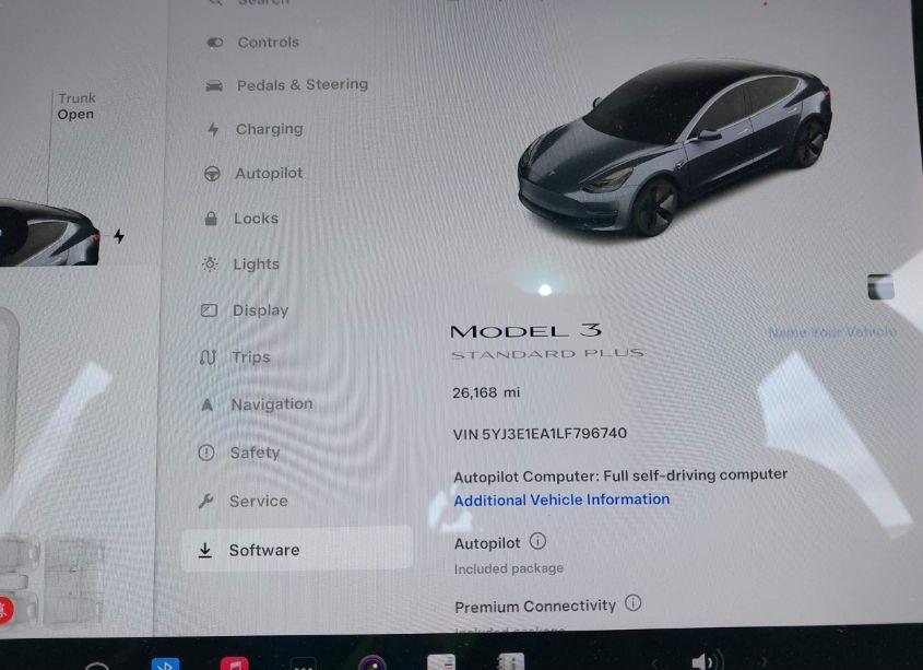 Photo 7 of 2020 Tesla Model 3 STANDARD RANGE PLUS REAR-WHEEL DRIVE/STANDARD RANGE REAR-WHEEL DRIVE (VIN 5YJ3E1EA1LF796740)