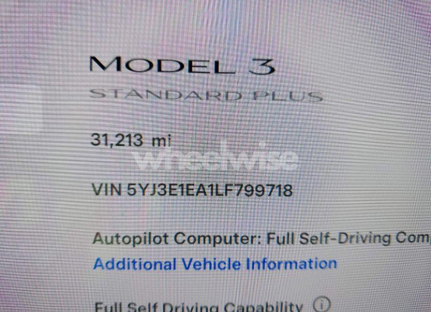 Photo 15 of 2020 Tesla Model 3 STANDARD RANGE PLUS REAR-WHEEL DRIVE/STANDARD RANGE REAR-WHEEL DRIVE (VIN 5YJ3E1EA1LF799718)