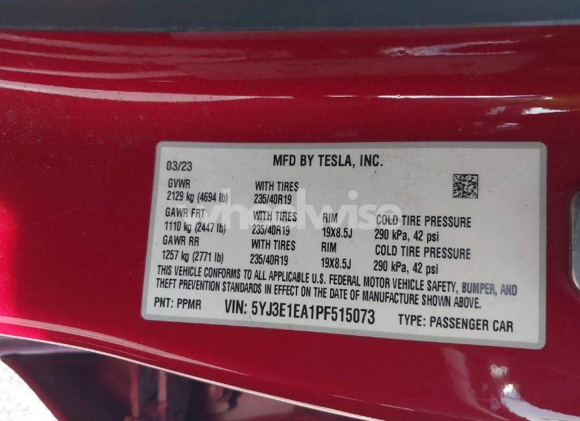 Photo 9 of 2023 Tesla Model 3 REAR-WHEEL DRIVE (VIN 5YJ3E1EA1PF515073)
