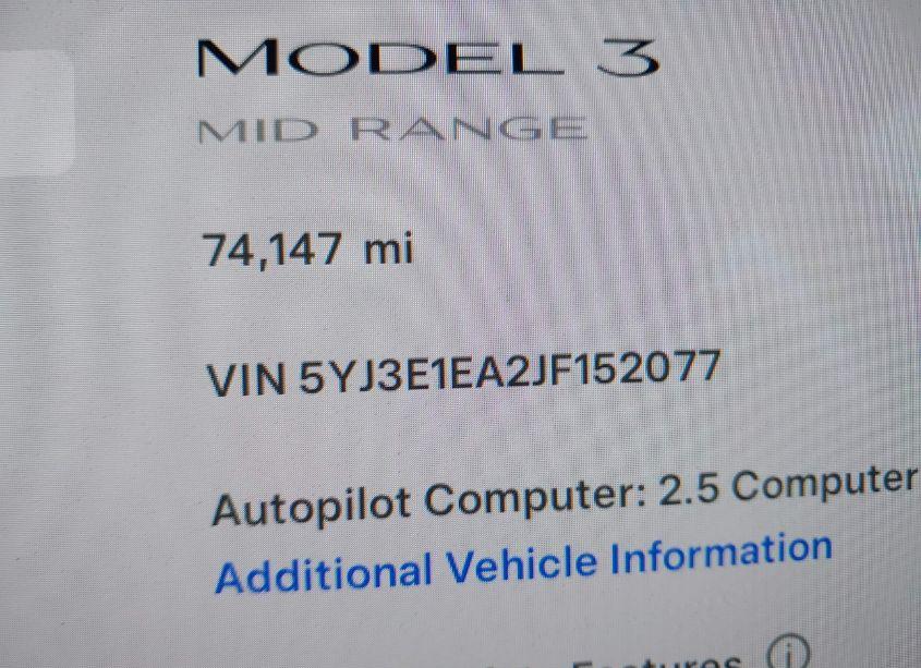 Photo 9 of 2018 Tesla Model 3 LONG RANGE/MID RANGE (VIN 5YJ3E1EA2JF152077)