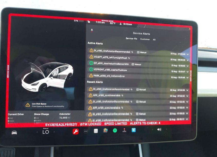 Photo 7 of 2020 Tesla Model 3 STANDARD RANGE PLUS REAR-WHEEL DRIVE/STANDARD RANGE REAR-WHEEL DRIVE (VIN 5YJ3E1EA2LF615211)
