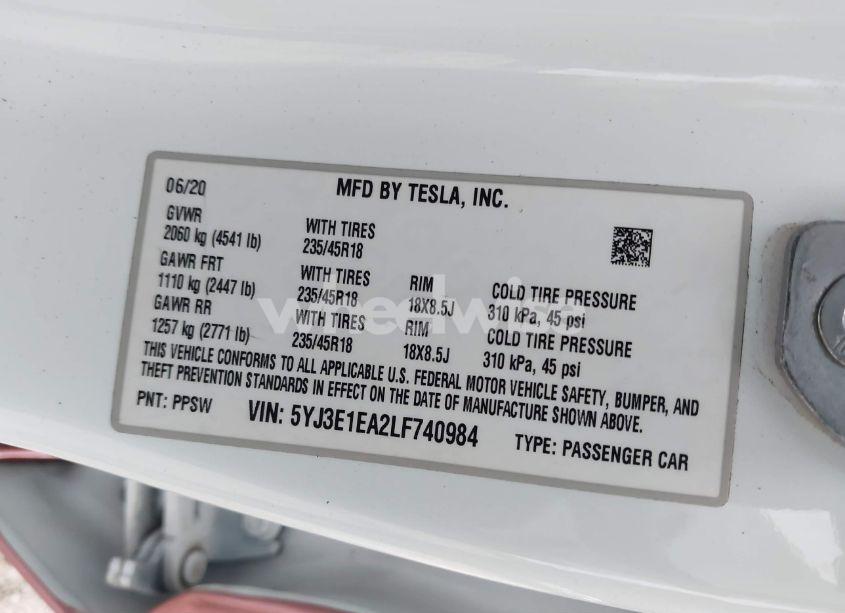 Photo 9 of 2020 Tesla Model 3 (VIN 5YJ3E1EA2LF740984)