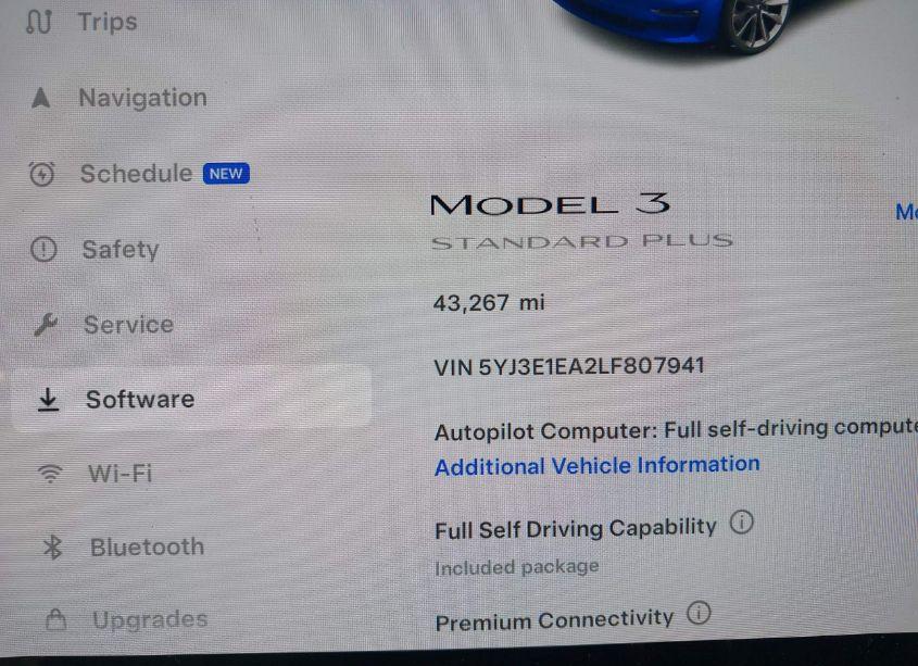 Photo 15 of 2020 Tesla Model 3 STANDARD RANGE PLUS REAR-WHEEL DRIVE/STANDARD RANGE REAR-WHEEL DRIVE (VIN 5YJ3E1EA2LF807941)