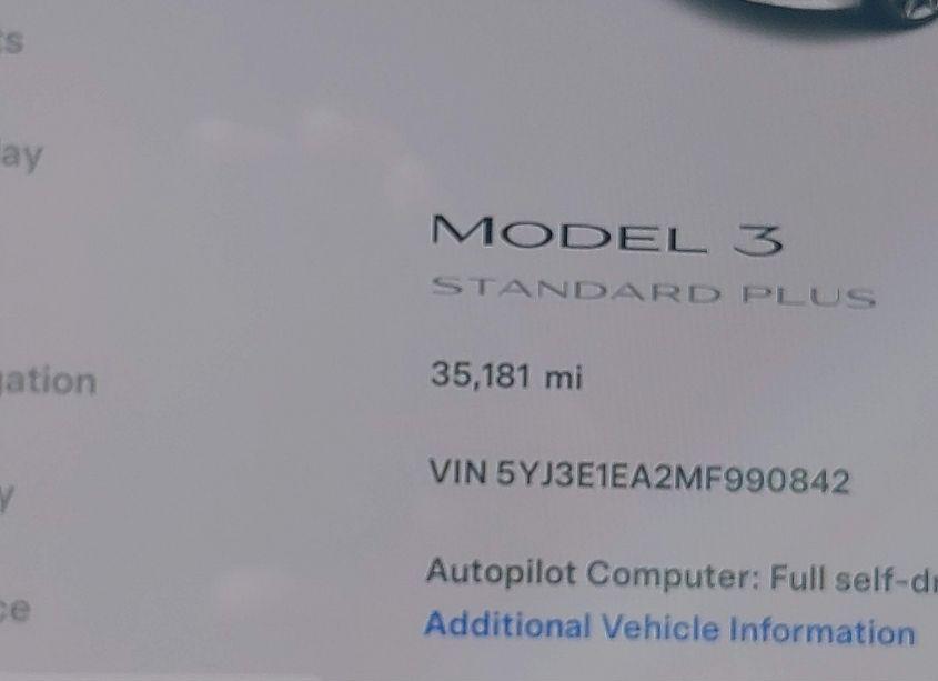 Photo 15 of 2021 Tesla Model 3 STANDARD RANGE PLUS REAR-WHEEL DRIVE (VIN 5YJ3E1EA2MF990842)