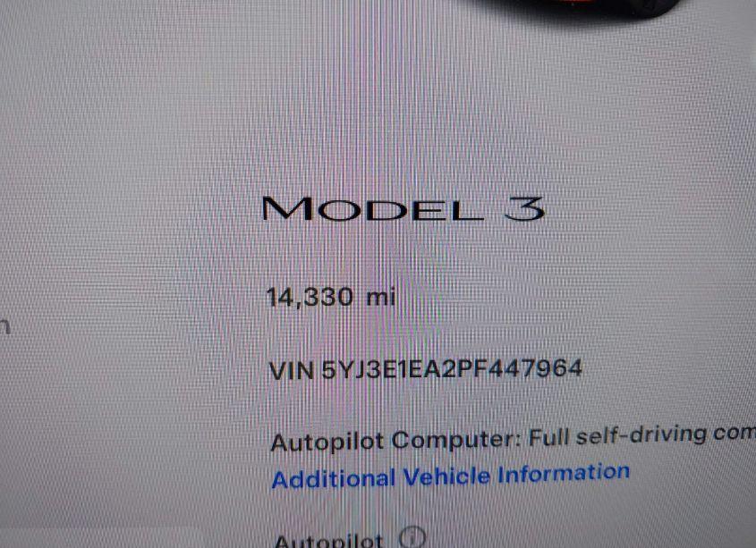 Photo 17 of 2023 Tesla Model 3 REAR-WHEEL DRIVE (VIN 5YJ3E1EA2PF447964)