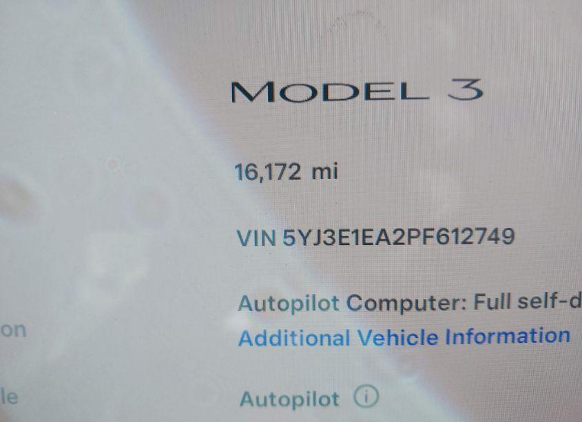 Photo 16 of 2023 Tesla Model 3 REAR-WHEEL DRIVE (VIN 5YJ3E1EA2PF612749)