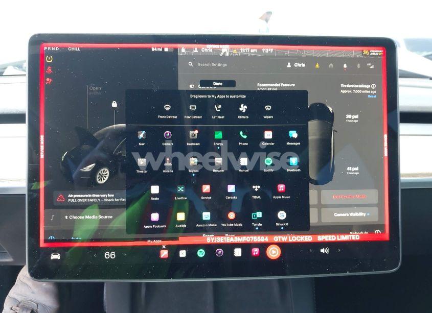 Photo 7 of 2021 Tesla Model 3 STANDARD RANGE PLUS REAR-WHEEL DRIVE (VIN 5YJ3E1EA3MF075594)