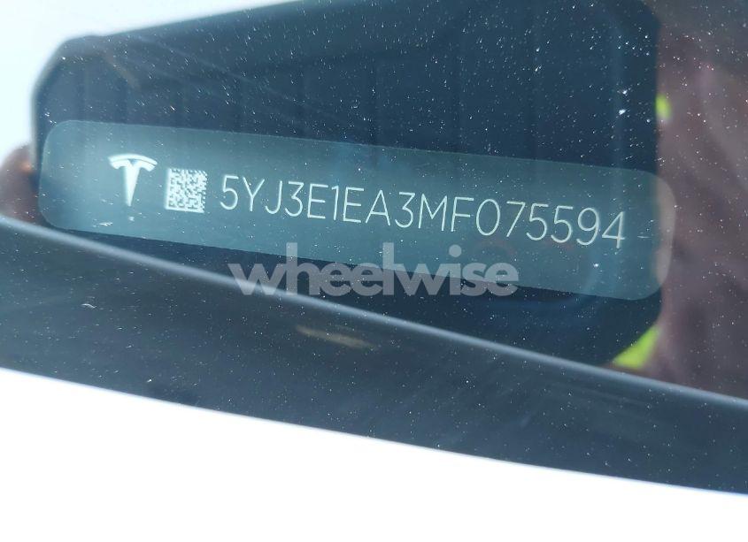 Photo 9 of 2021 Tesla Model 3 STANDARD RANGE PLUS REAR-WHEEL DRIVE (VIN 5YJ3E1EA3MF075594)