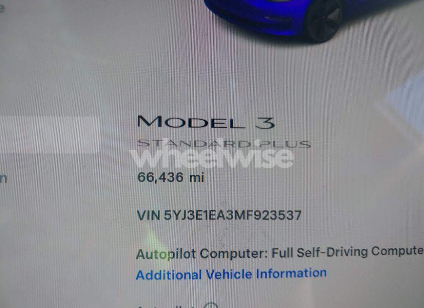 Photo 16 of 2021 Tesla Model 3 STANDARD RANGE PLUS REAR-WHEEL DRIVE (VIN 5YJ3E1EA3MF923537)