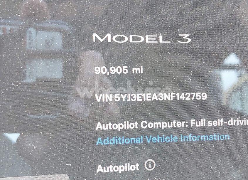 Photo 16 of 2022 Tesla Model 3 REAR-WHEEL DRIVE (VIN 5YJ3E1EA3NF142759)