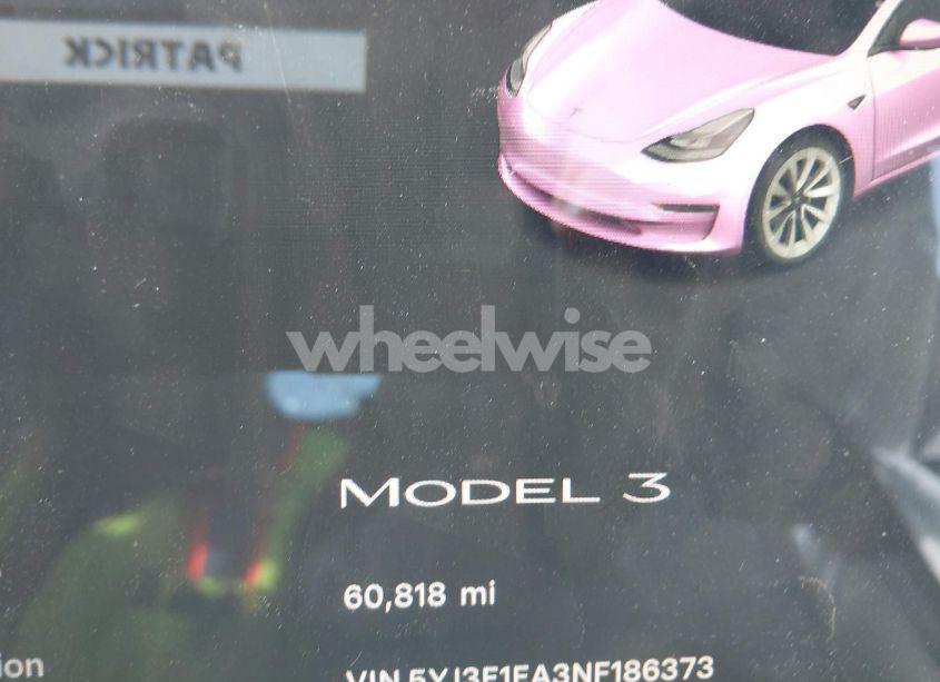 Photo 7 of 2022 Tesla Model 3 REAR-WHEEL DRIVE (VIN 5YJ3E1EA3NF186373)