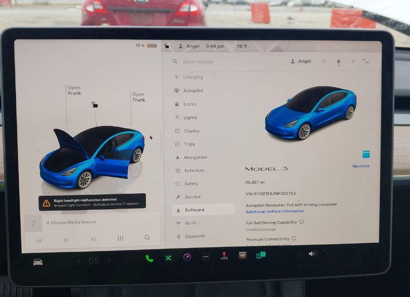 Photo 7 of 2022 Tesla Model 3 REAR-WHEEL DRIVE (VIN 5YJ3E1EA3NF302753)