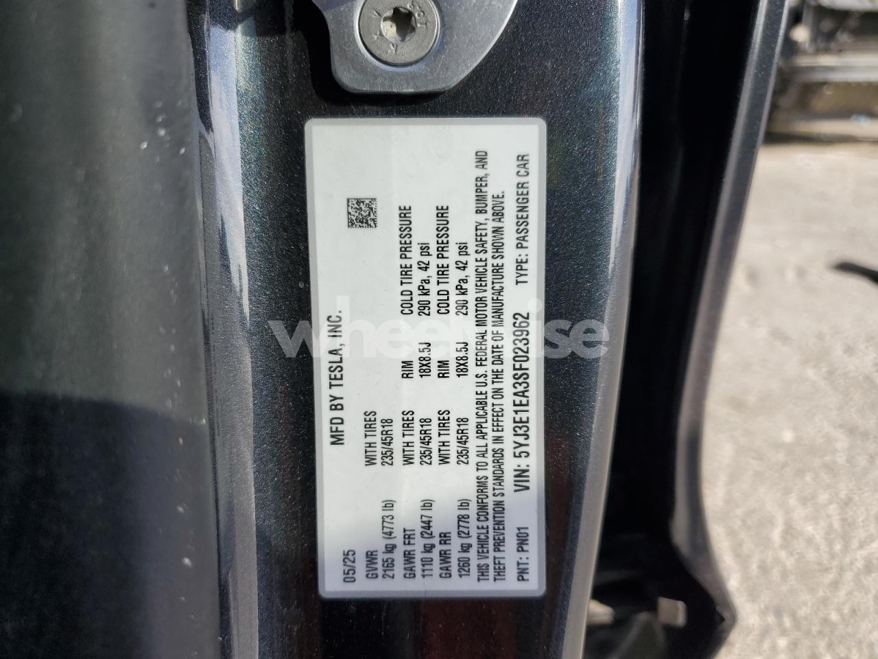 Photo 12 of 2025 TESLA MODEL 3 (VIN 5YJ3E1EA3SF023962)