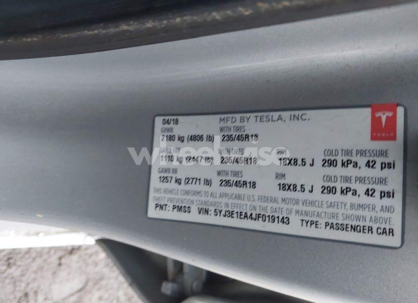 Photo 9 of 2018 Tesla Model 3 LONG RANGE/MID RANGE (VIN 5YJ3E1EA4JF019143)