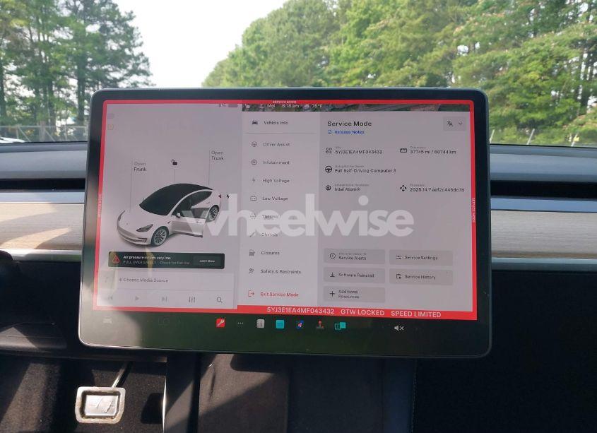 Photo 15 of 2021 Tesla Model 3 STANDARD RANGE PLUS REAR-WHEEL DRIVE (VIN 5YJ3E1EA4MF043432)