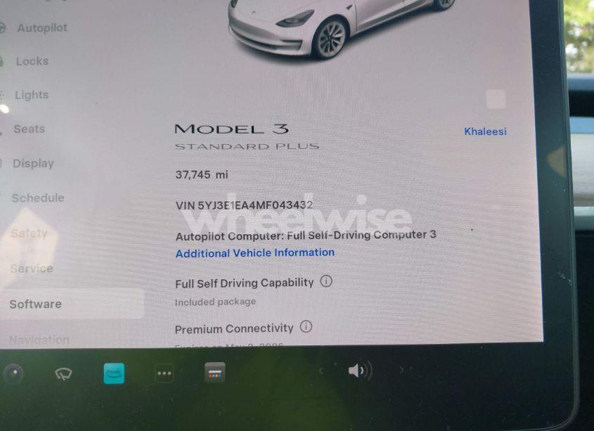 Photo 7 of 2021 Tesla Model 3 STANDARD RANGE PLUS REAR-WHEEL DRIVE (VIN 5YJ3E1EA4MF043432)