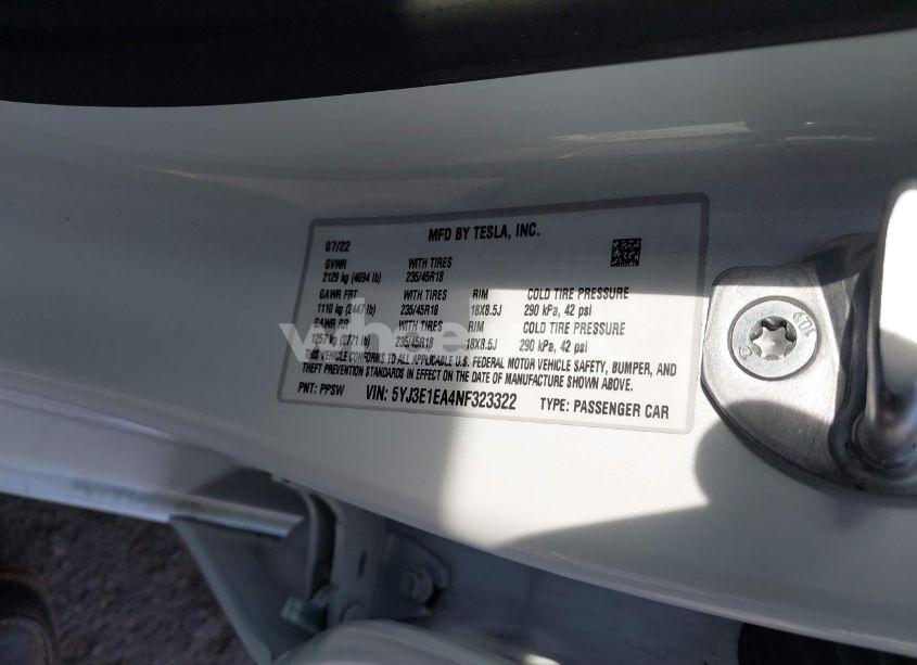 Photo 9 of 2022 Tesla Model 3 REAR-WHEEL DRIVE (VIN 5YJ3E1EA4NF323322)