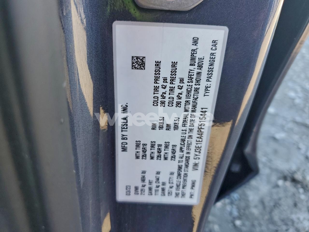 Photo 12 of 2023 TESLA MODEL 3 (VIN 5YJ3E1EA4PF515441)
