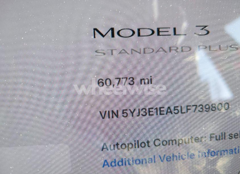 Photo 16 of 2020 Tesla Model 3 STANDARD RANGE PLUS REAR-WHEEL DRIVE/STANDARD RANGE REAR-WHEEL DRIVE (VIN 5YJ3E1EA5LF739800)