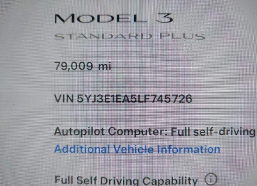 Photo 15 of 2020 Tesla Model 3 STANDARD RANGE PLUS REAR-WHEEL DRIVE/STANDARD RANGE REAR-WHEEL DRIVE (VIN 5YJ3E1EA5LF745726)