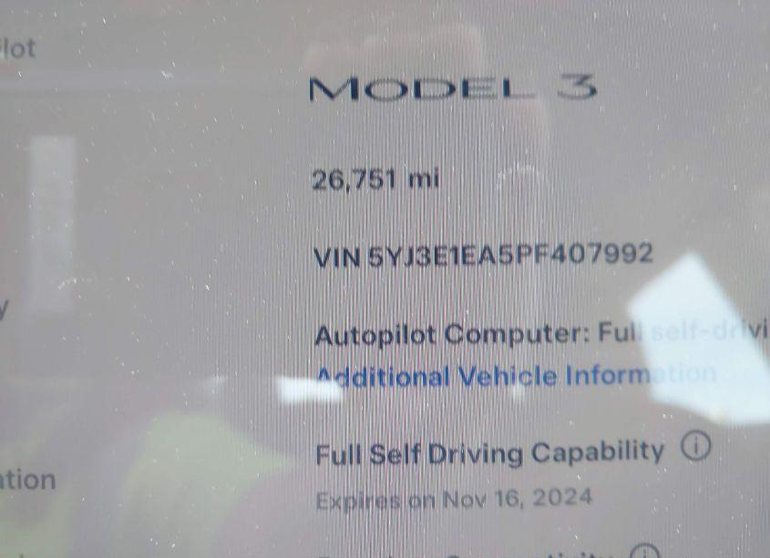 Photo 15 of 2023 Tesla Model 3 REAR-WHEEL DRIVE (VIN 5YJ3E1EA5PF407992)