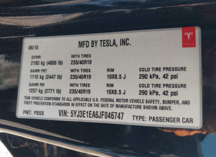 Photo 9 of 2018 Tesla Model 3 LONG RANGE/MID RANGE (VIN 5YJ3E1EA6JF046747)