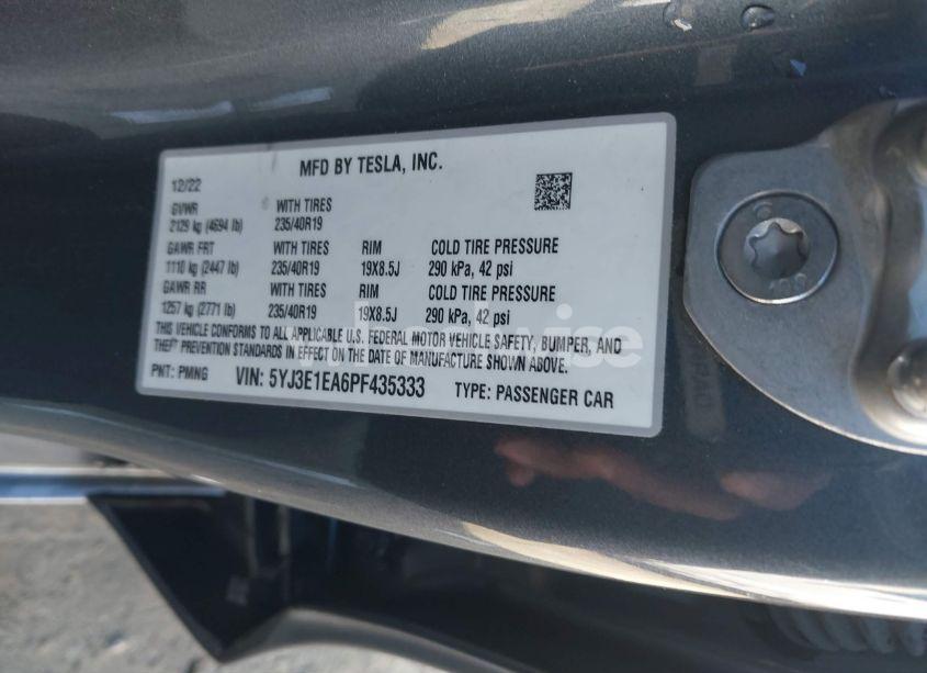 Photo 9 of 2023 Tesla Model 3 REAR-WHEEL DRIVE (VIN 5YJ3E1EA6PF435333)