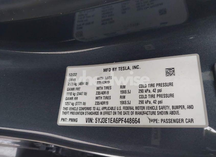 Photo 9 of 2023 Tesla Model 3 REAR-WHEEL DRIVE (VIN 5YJ3E1EA6PF448664)