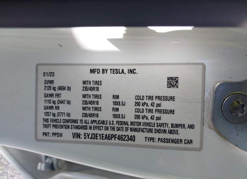 Photo 9 of 2023 Tesla Model 3 REAR-WHEEL DRIVE (VIN 5YJ3E1EA6PF462340)