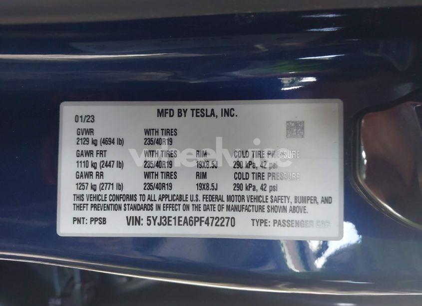 Photo 9 of 2023 Tesla Model 3 REAR-WHEEL DRIVE (VIN 5YJ3E1EA6PF472270)