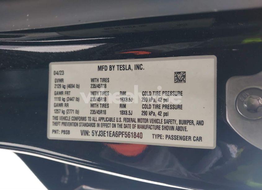 Photo 9 of 2023 Tesla Model 3 REAR-WHEEL DRIVE (VIN 5YJ3E1EA6PF561840)