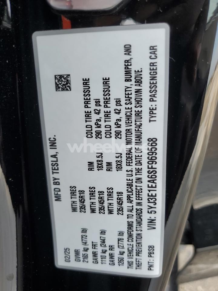 Photo 12 of 2025 TESLA MODEL 3 (VIN 5YJ3E1EA6SF969568)