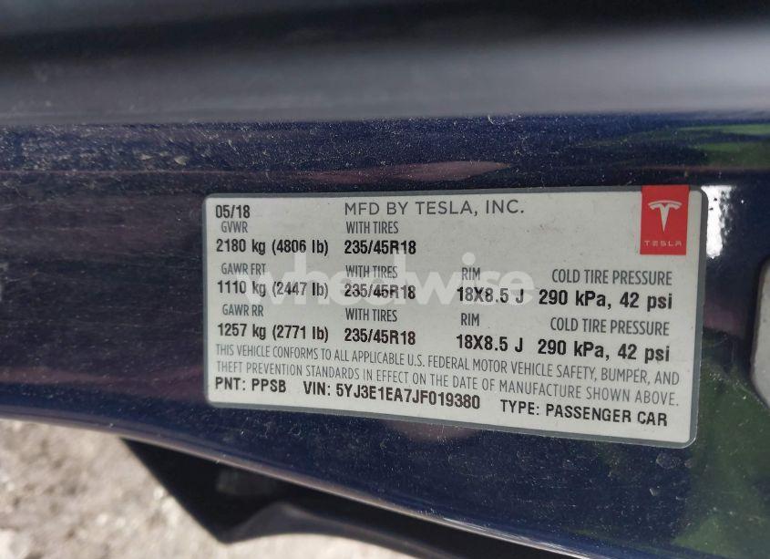 Photo 9 of 2018 Tesla Model 3 LONG RANGE/MID RANGE (VIN 5YJ3E1EA7JF019380)