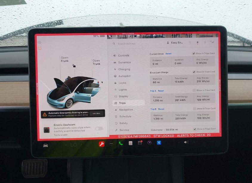 Photo 7 of 2021 Tesla Model 3 STANDARD RANGE PLUS REAR-WHEEL DRIVE (VIN 5YJ3E1EA7MF096643)