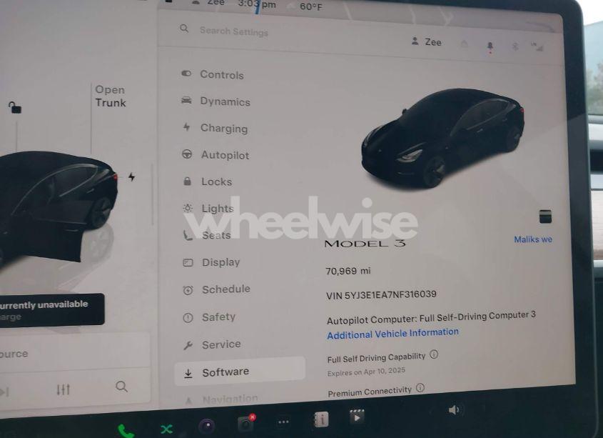 Photo 7 of 2022 Tesla Model 3 REAR-WHEEL DRIVE (VIN 5YJ3E1EA7NF316039)