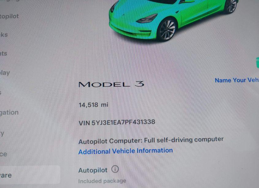 Photo 7 of 2023 Tesla Model 3 REAR-WHEEL DRIVE (VIN 5YJ3E1EA7PF431338)