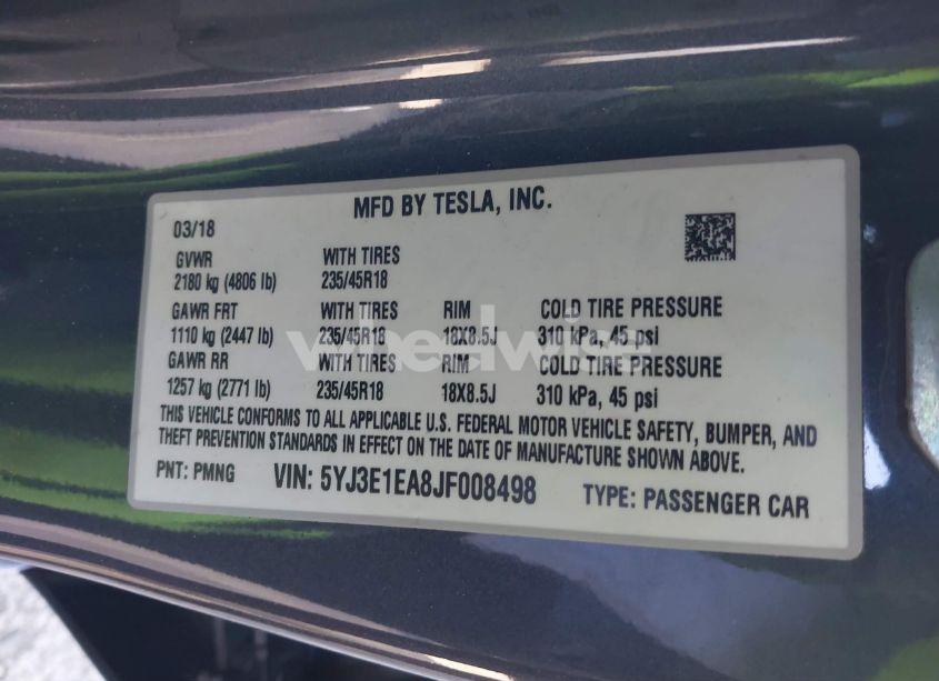 Photo 9 of 2018 Tesla Model 3 LONG RANGE/MID RANGE (VIN 5YJ3E1EA8JF008498)