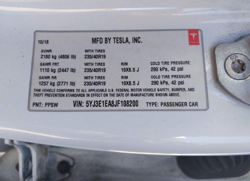 Photo 9 of 2018 Tesla Model 3 (VIN 5YJ3E1EA8JF108200)