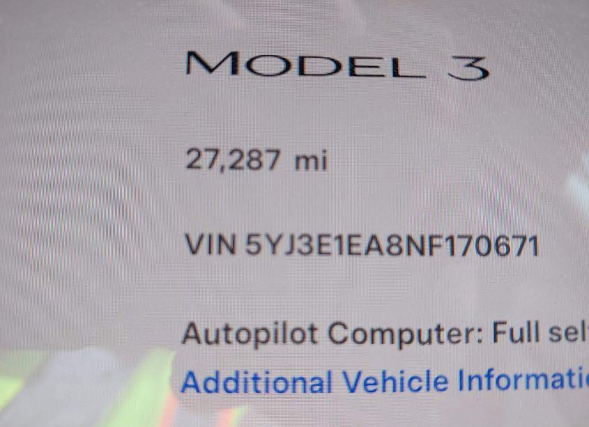 Photo 15 of 2022 Tesla Model 3 REAR-WHEEL DRIVE (VIN 5YJ3E1EA8NF170671)