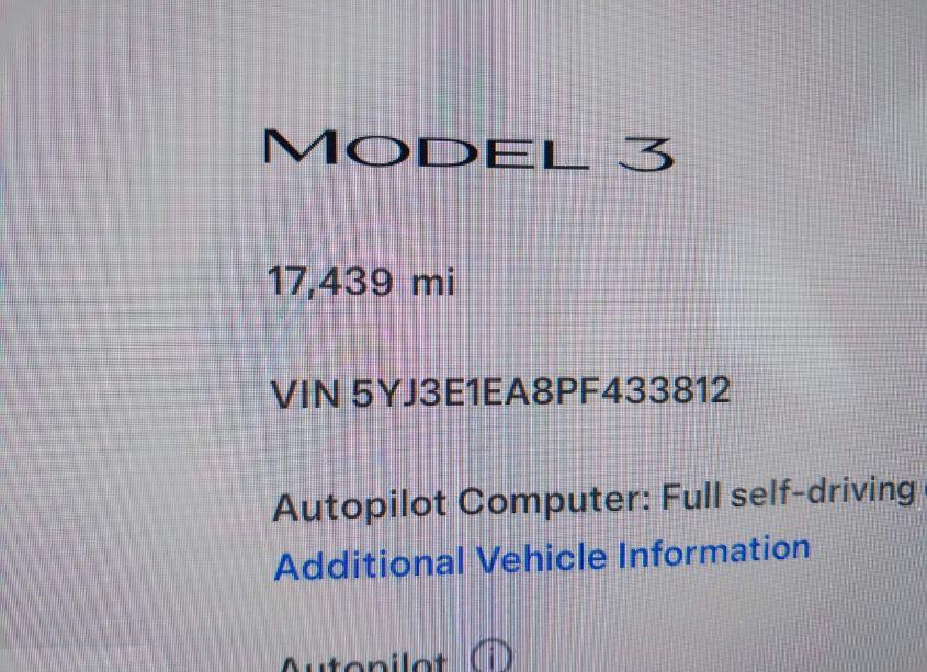 Photo 7 of 2023 Tesla Model 3 REAR-WHEEL DRIVE (VIN 5YJ3E1EA8PF433812)