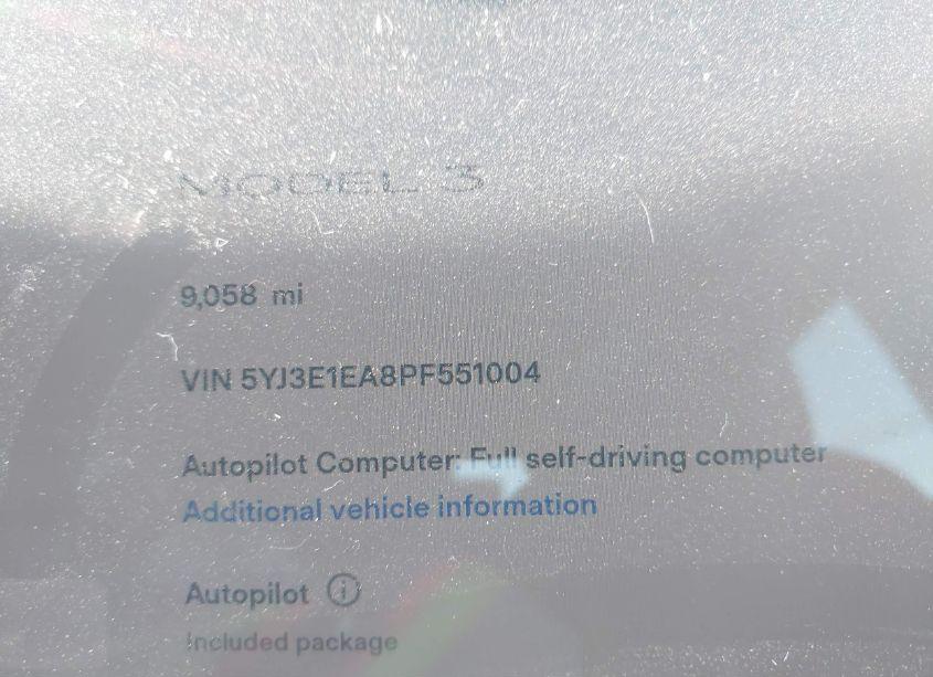Photo 15 of 2023 Tesla Model 3 REAR-WHEEL DRIVE (VIN 5YJ3E1EA8PF551004)