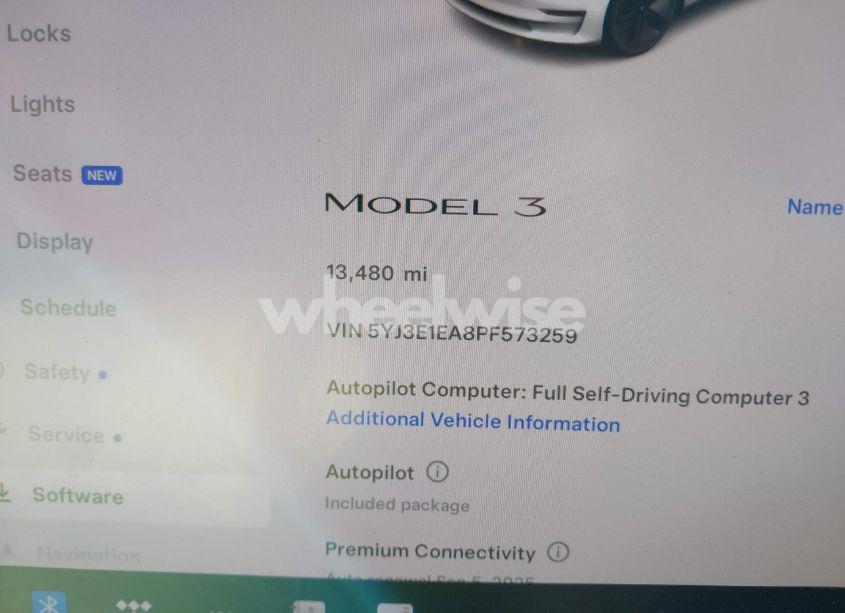 Photo 7 of 2023 Tesla Model 3 REAR-WHEEL DRIVE (VIN 5YJ3E1EA8PF573259)