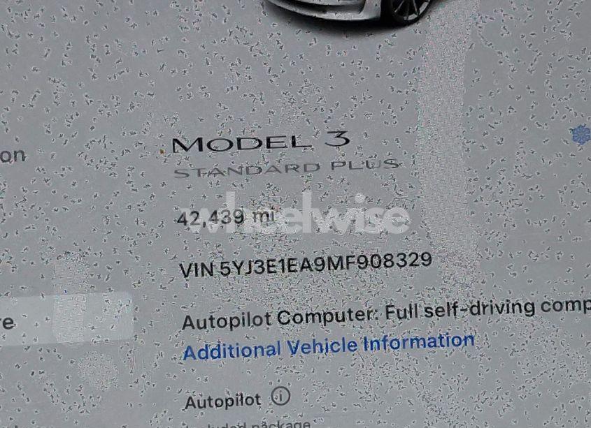 Photo 14 of 2021 Tesla Model 3 STANDARD RANGE PLUS REAR-WHEEL DRIVE (VIN 5YJ3E1EA9MF908329)