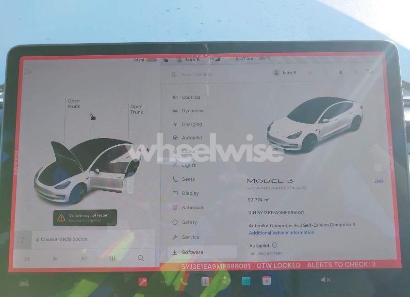 Photo 7 of 2021 Tesla Model 3 STANDARD RANGE PLUS REAR-WHEEL DRIVE (VIN 5YJ3E1EA9MF998081)