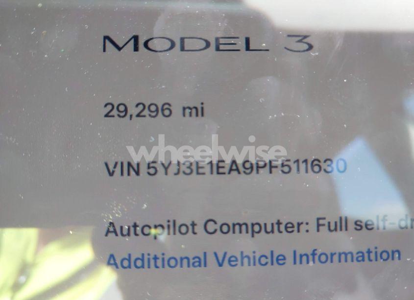 Photo 7 of 2023 Tesla Model 3 REAR-WHEEL DRIVE (VIN 5YJ3E1EA9PF511630)
