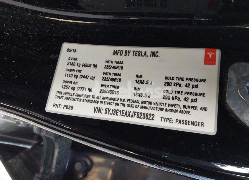 Photo 9 of 2018 Tesla Model 3 LONG RANGE/MID RANGE (VIN 5YJ3E1EAXJF020622)