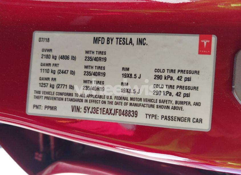 Photo 9 of 2018 Tesla Model 3 LONG RANGE/MID RANGE (VIN 5YJ3E1EAXJF048839)