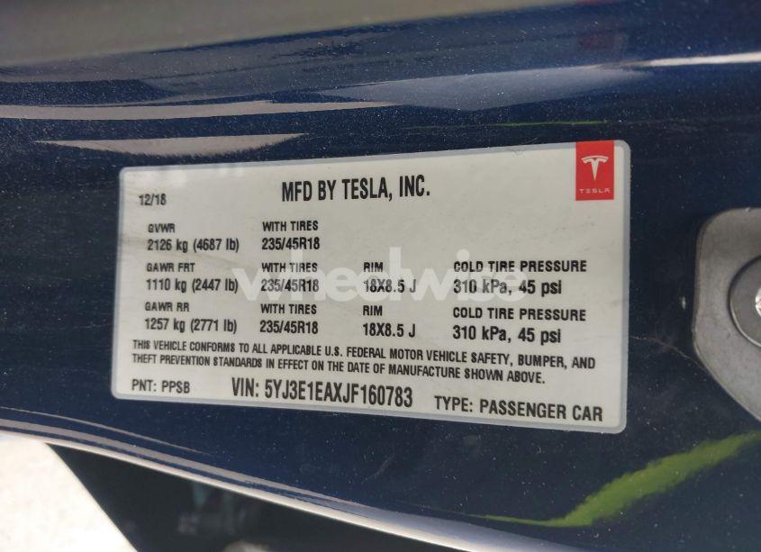 Photo 9 of 2018 Tesla Model 3 LONG RANGE/MID RANGE (VIN 5YJ3E1EAXJF160783)