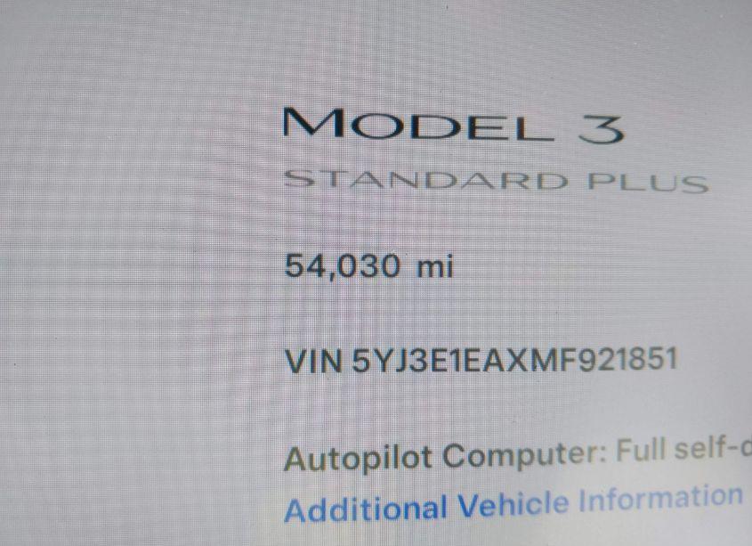 Photo 15 of 2021 Tesla Model 3 STANDARD RANGE PLUS REAR-WHEEL DRIVE (VIN 5YJ3E1EAXMF921851)